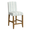 Pior Counter Stool Chair | Blue and White Stripe | Brown Wood Legs