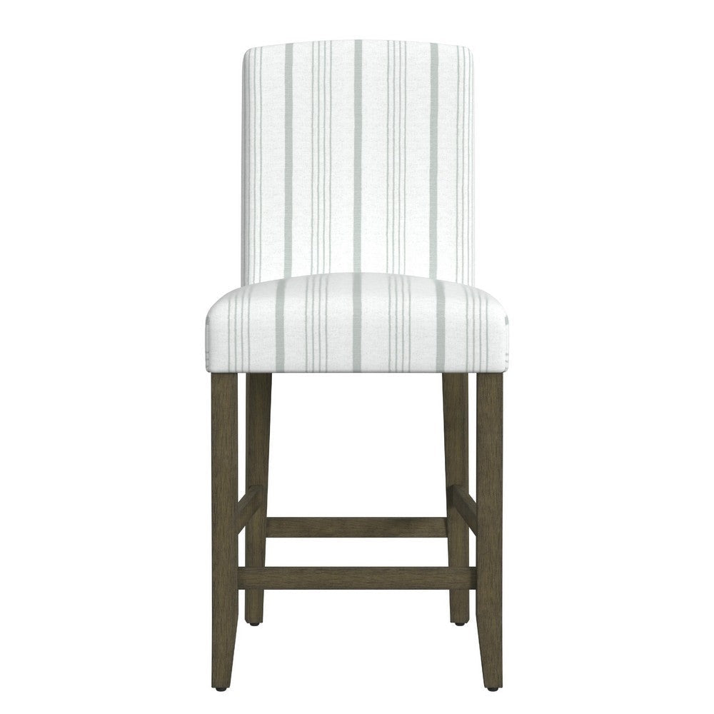 Pior Counter Stool Chair | Dove Gray n White Stripe | Brown Wood Legs BM334130