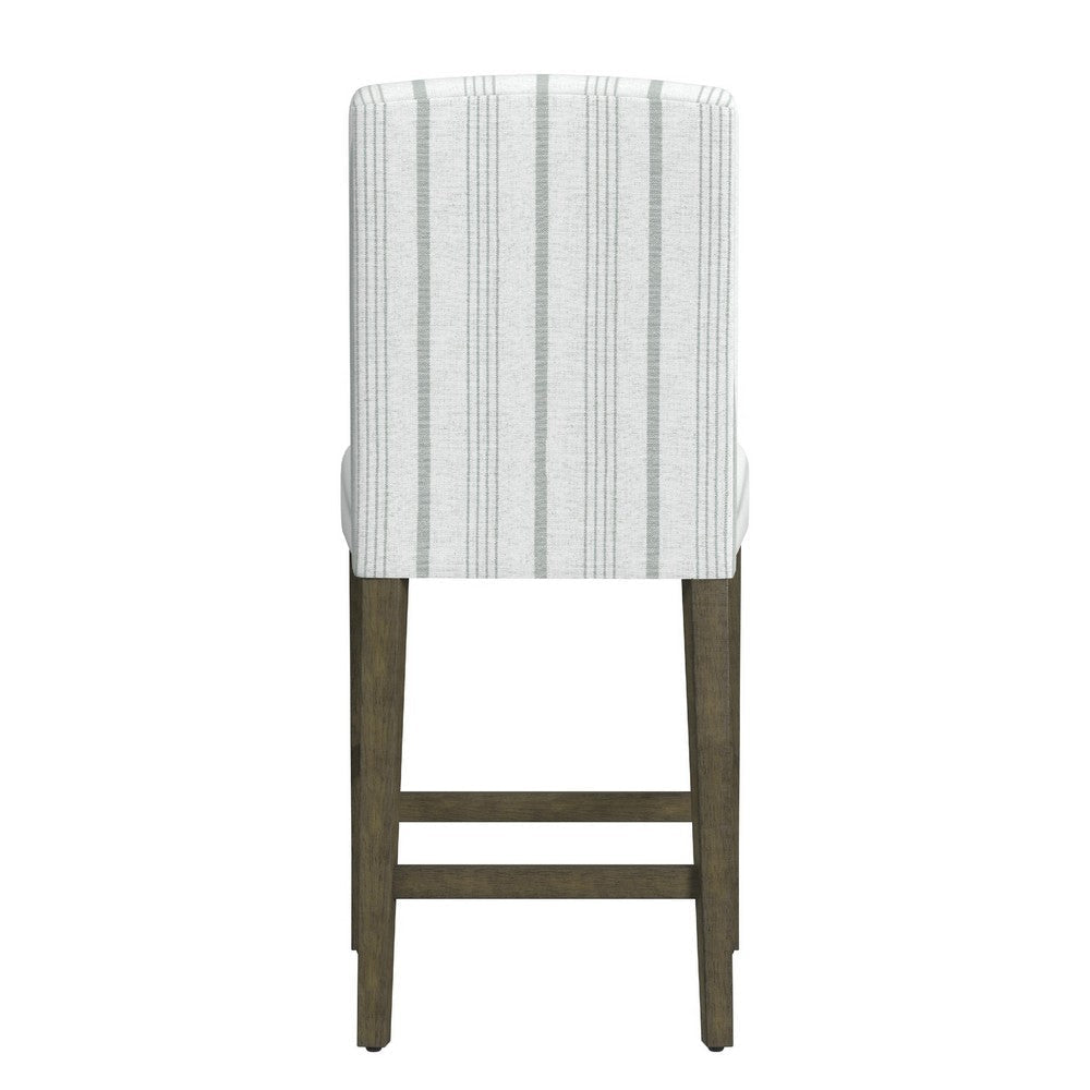 Pior Counter Stool Chair | Dove Gray n White Stripe | Brown Wood Legs BM334130