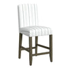 Pior Counter Stool Chair | Dove Gray n White Stripe | Brown Wood Legs