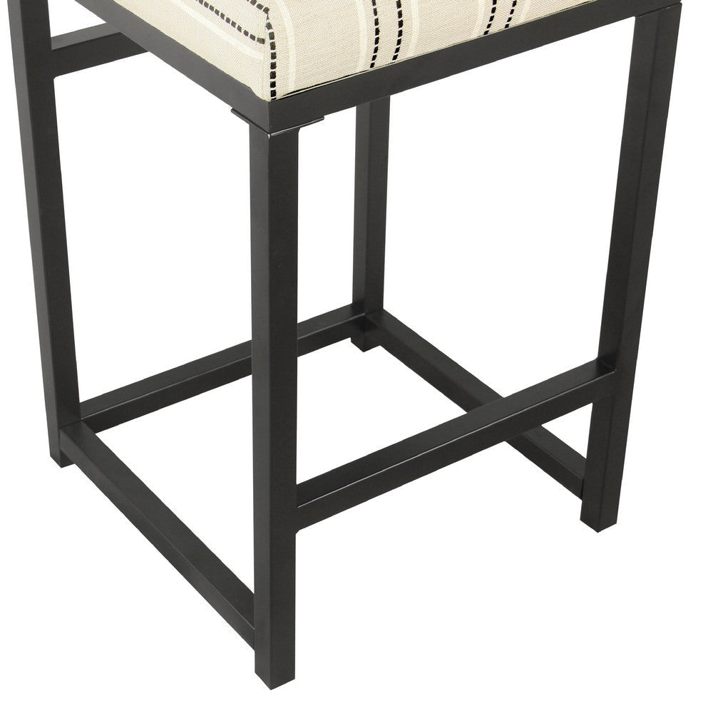 Toko Backless Counter Stool | White Striped Polyester Industrial Black BM334133