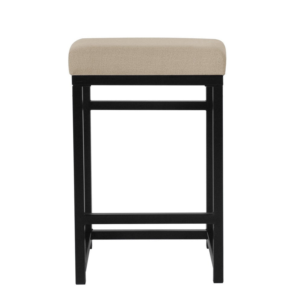 Toko Backless Counter Height Stool | Tan Brown Polyester | Black Metal