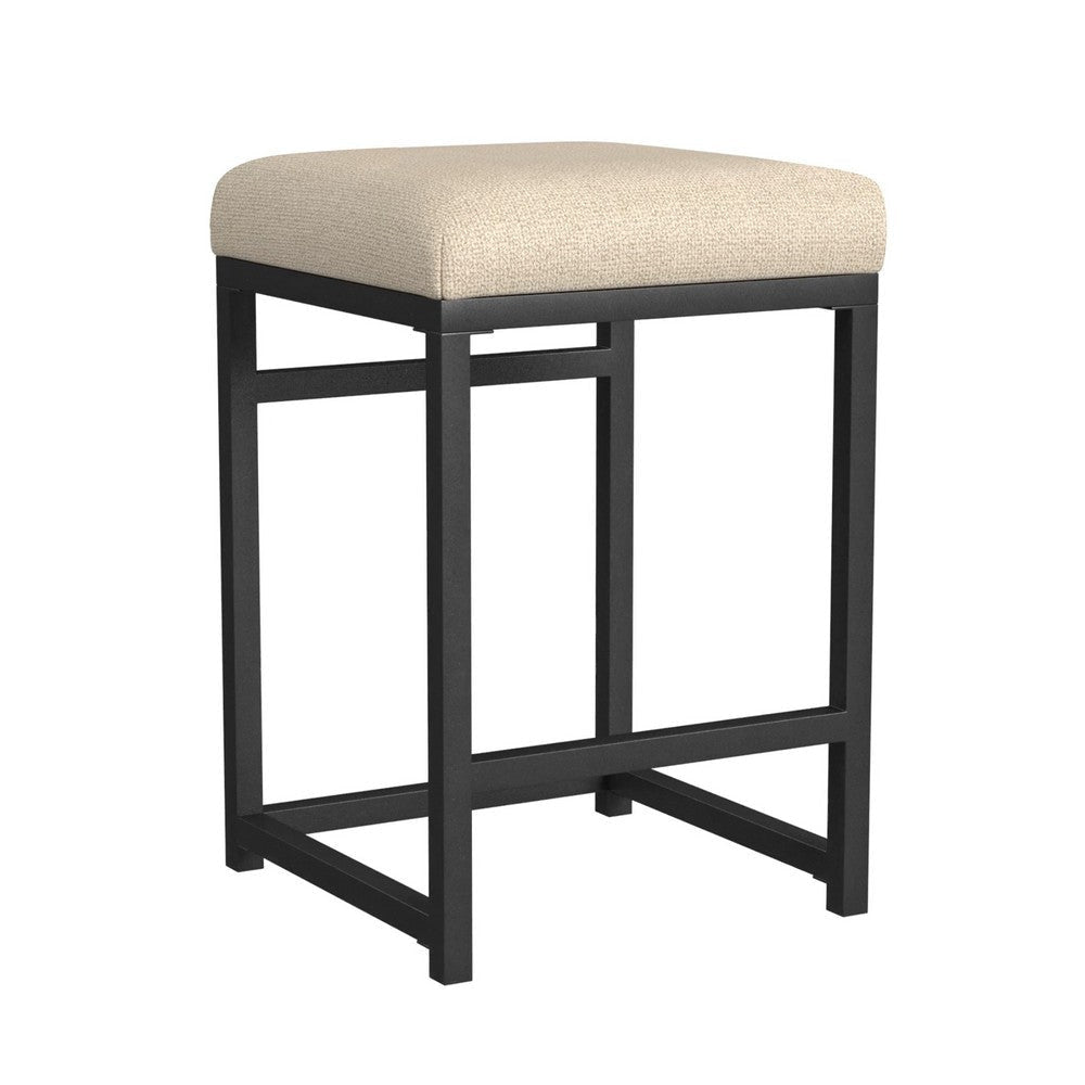 Toko Backless Counter Height Stool | Tan Brown Polyester | Black Metal
