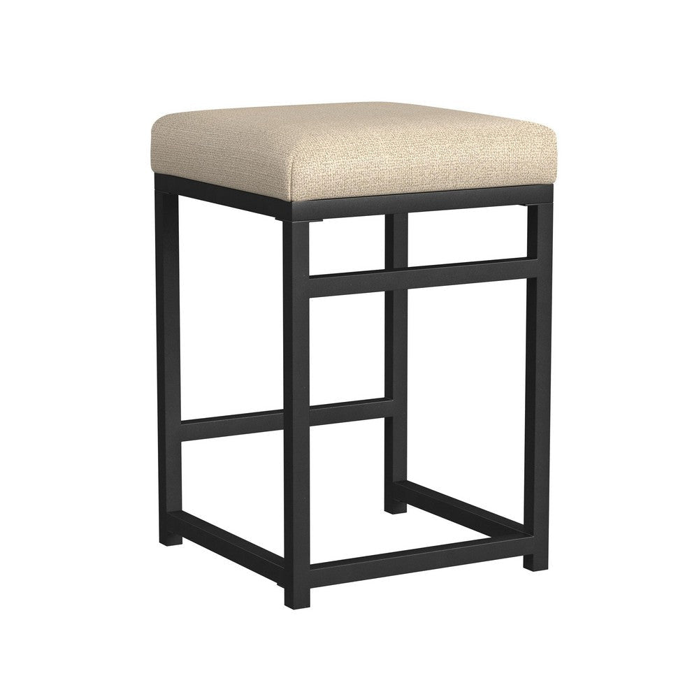 Toko Backless Counter Height Stool | Tan Brown Polyester | Black Metal