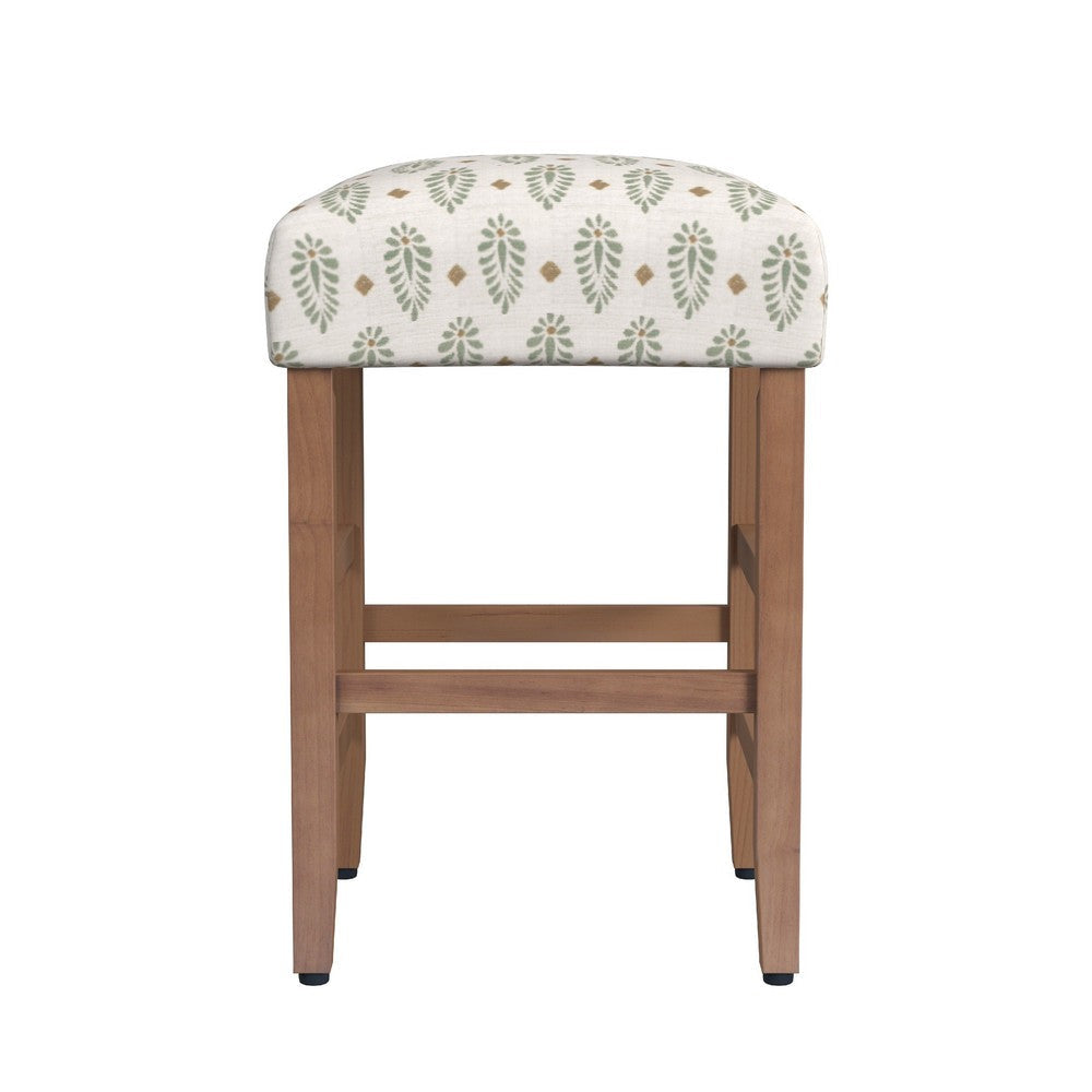 Mola Backless Counter Height Stool | Honey Brown and White Medallion