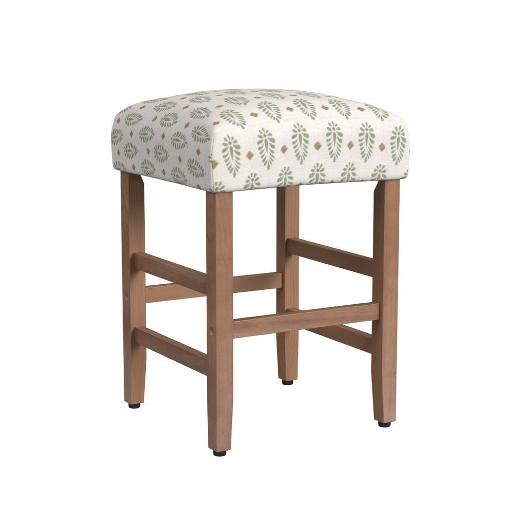 Mola Backless Counter Height Stool | Honey Brown and White Medallion