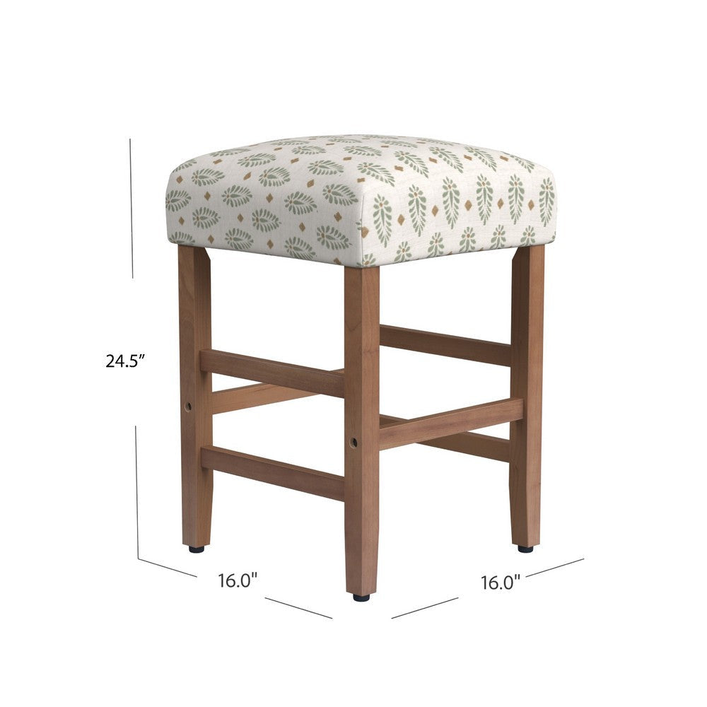 Mola Backless Counter Height Stool | Honey Brown and White Medallion