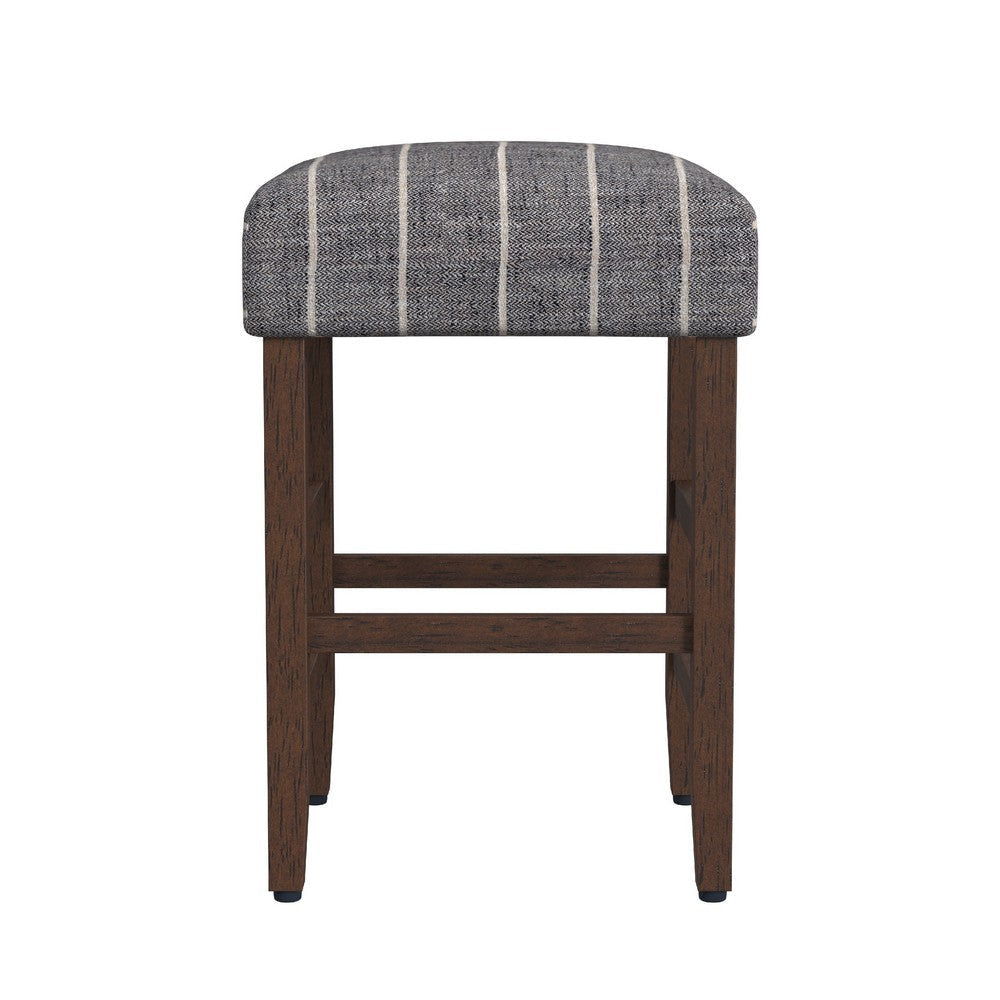 Mola Backless Counter Height Stool | Navy Blue Striped Polyester Brown BM334137