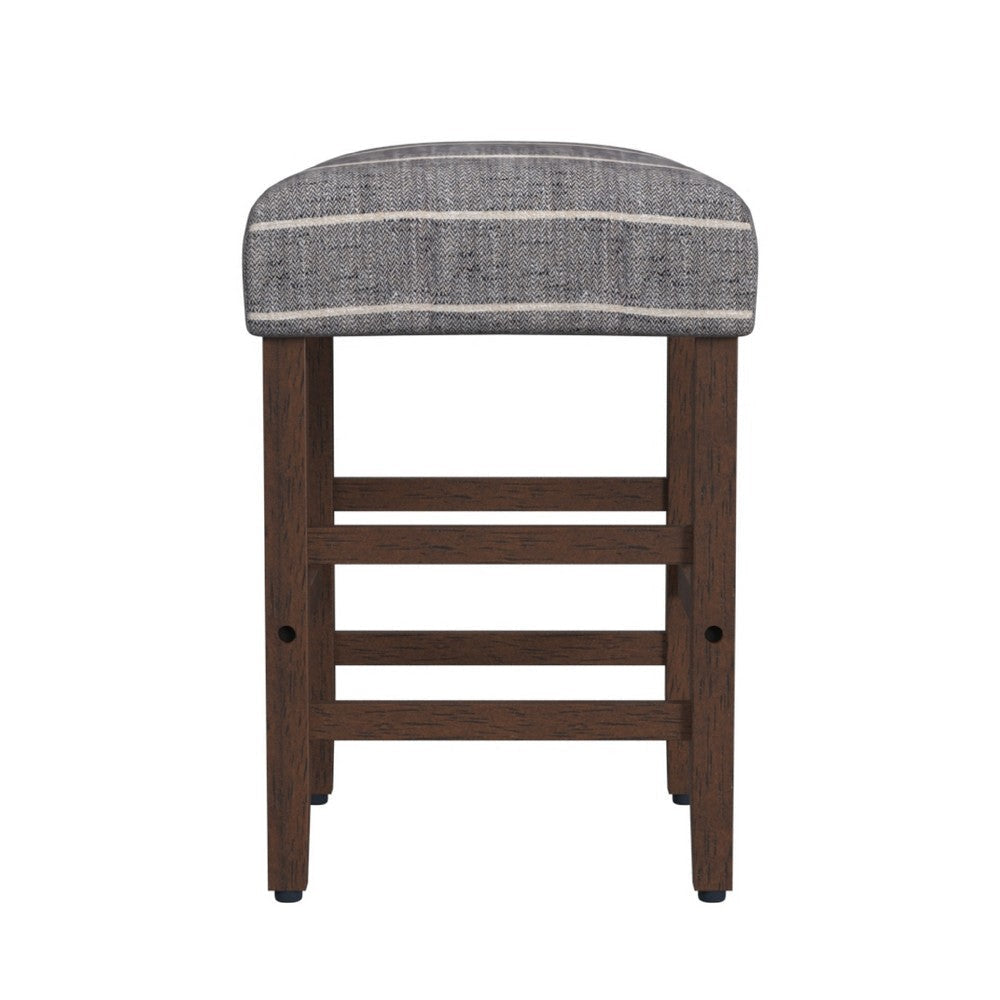 Mola Backless Counter Height Stool | Navy Blue Striped Polyester Brown BM334137