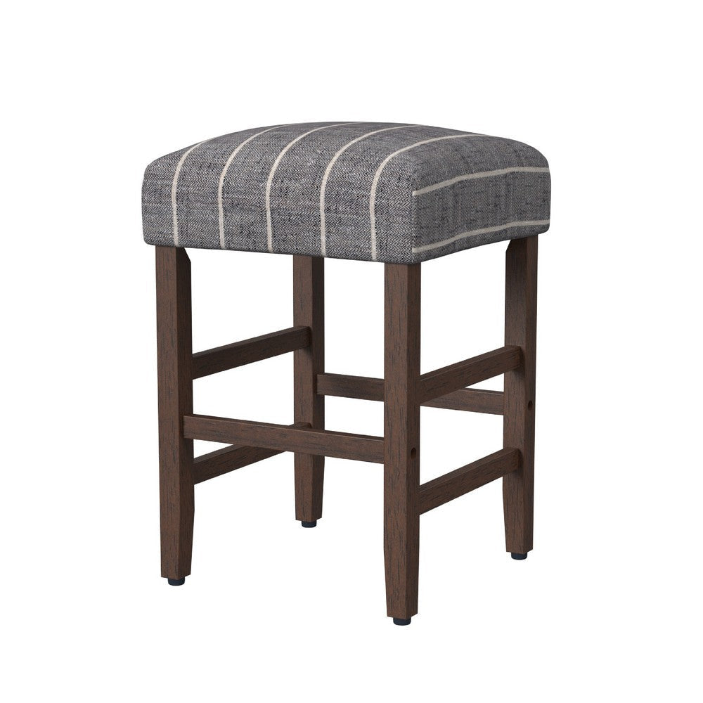 Mola Backless Counter Height Stool | Navy Blue Striped Polyester Brown BM334137