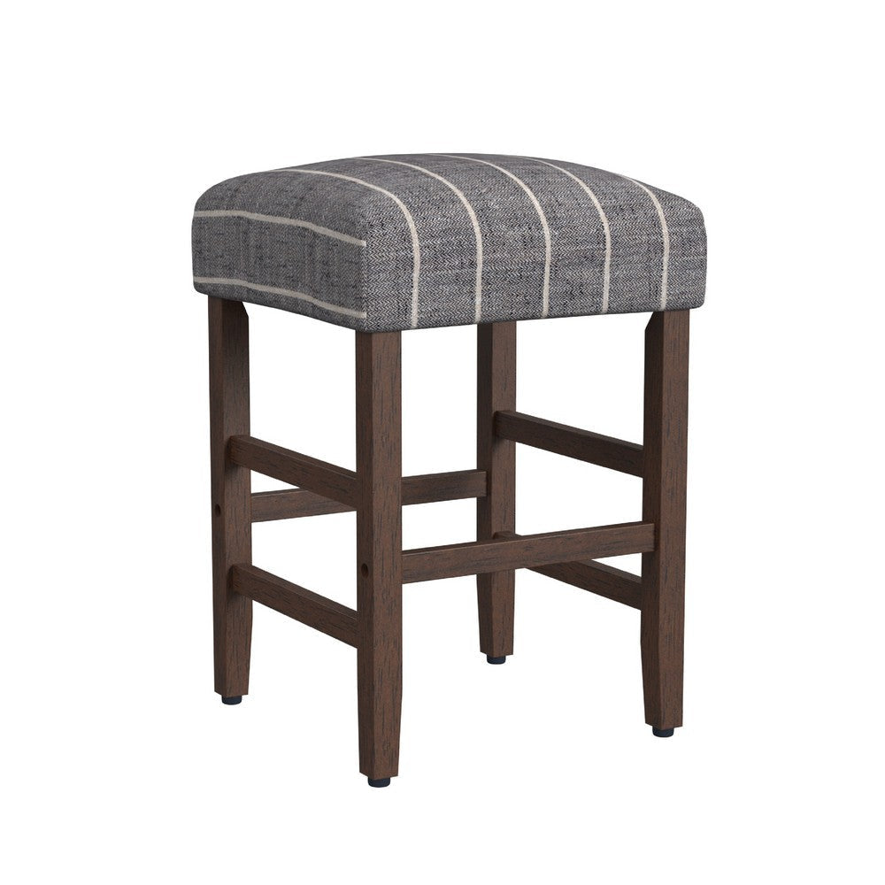 Mola Backless Counter Height Stool | Navy Blue Striped Polyester Brown