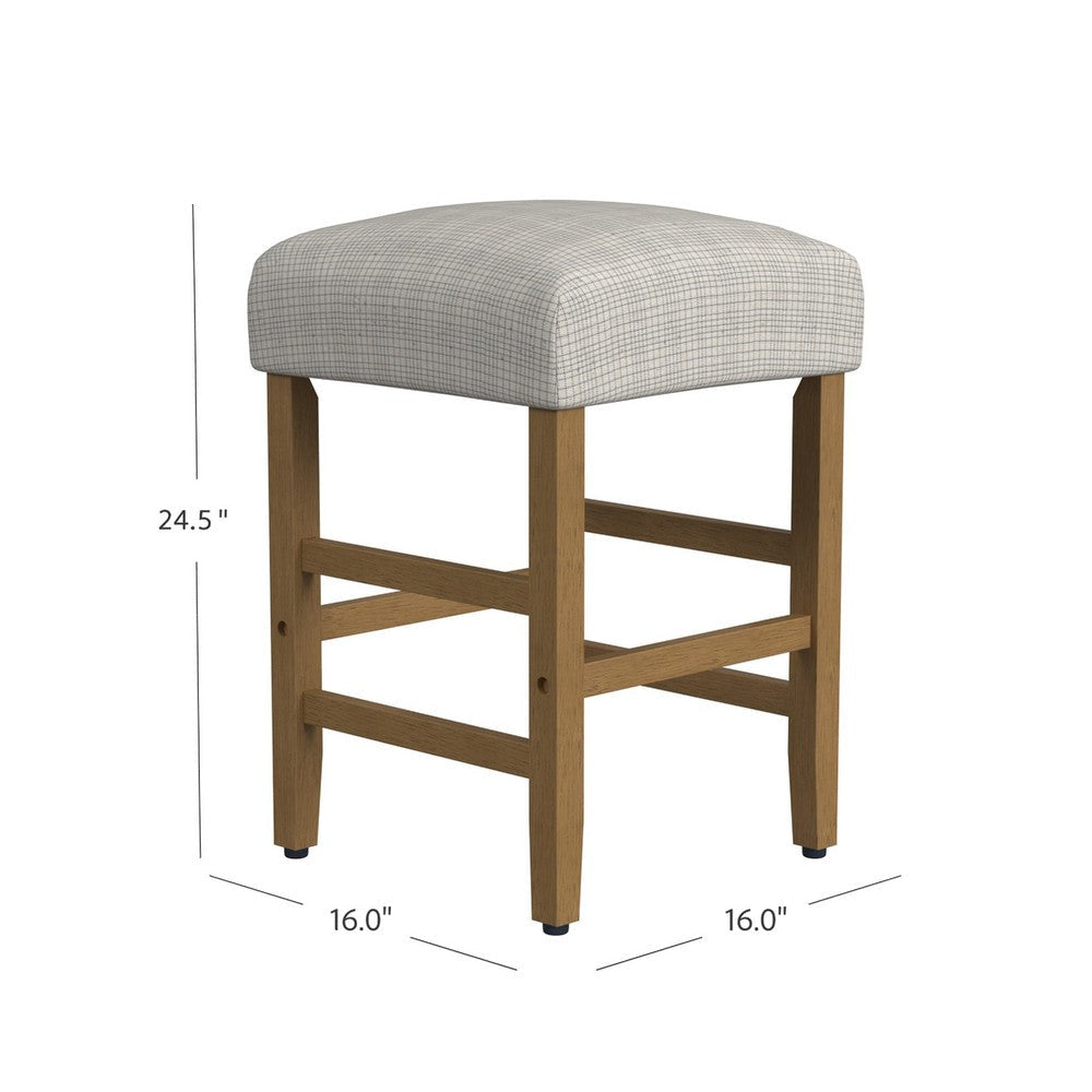 Mola Backless Counter Height Stool | Cream Green Pattern | Honey Brown BM334138