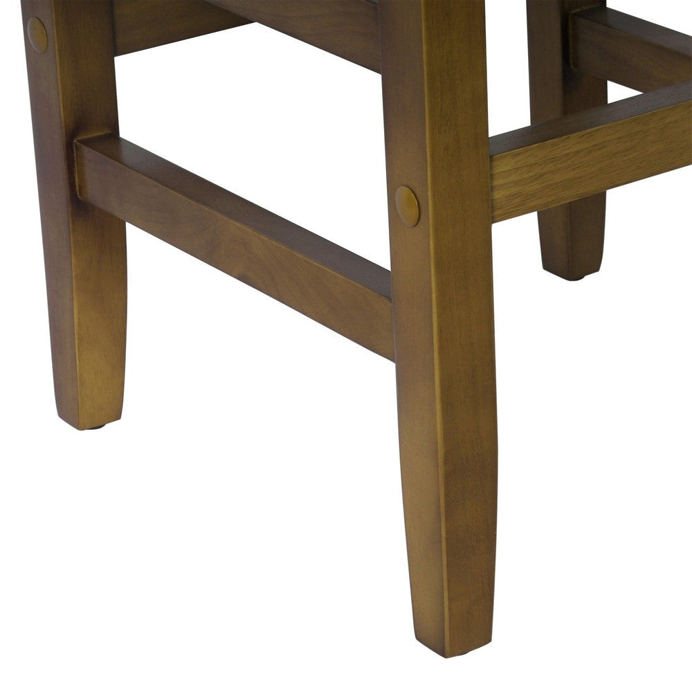 Mola Backless Counter Height Stool | Window Pane Pattern Seat | Brown