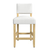 Bowo Counter Stool Chair | White Fabric Seat | Brown Hardwood Legs