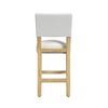 Bowo Counter Stool Chair | White Fabric Seat | Brown Hardwood Legs