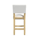 Bowo Counter Stool Chair | White Fabric Seat | Brown Hardwood Legs