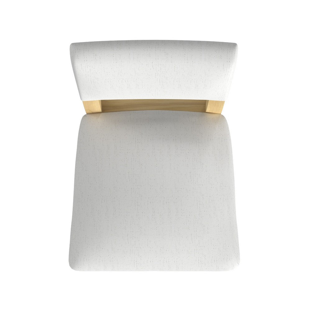 Bowo Counter Stool Chair | White Fabric Seat | Brown Hardwood Legs