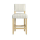 Bowo Counter Stool Chair | Cream n Blue Stripes | Brown Hardwood Legs BM334141