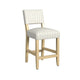 Bowo Counter Stool Chair | Cream n Blue Stripes | Brown Hardwood Legs