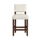 Bowo Counter Stool Chair | Cream n Black Stripes | Brown Hardwood Legs BM334142