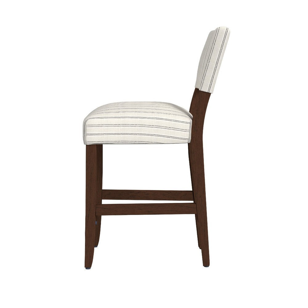 Bowo Counter Stool Chair | Cream n Black Stripes | Brown Hardwood Legs BM334142