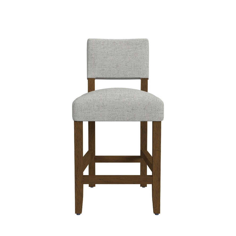 Bowo Counter Stool Chair | Gray Woven Fabric | Brown Hardwood Legs BM334143