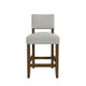 Bowo Counter Stool Chair | Gray Woven Fabric | Brown Hardwood Legs BM334143