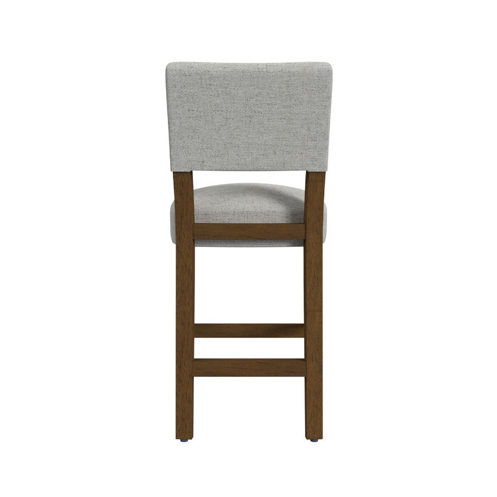 Bowo Counter Stool Chair | Gray Woven Fabric | Brown Hardwood Legs BM334143