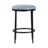 Nion Backless Counter Stool | Black Metal Legs | Blue Medallion Print