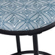 Nion Backless Counter Stool | Black Metal Legs | Blue Medallion Print