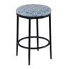 Nion Backless Counter Stool | Black Metal Legs | Blue Medallion Print