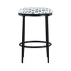 Nion Backless Counter Stool | Black Metal Legs | White Medallion Print
