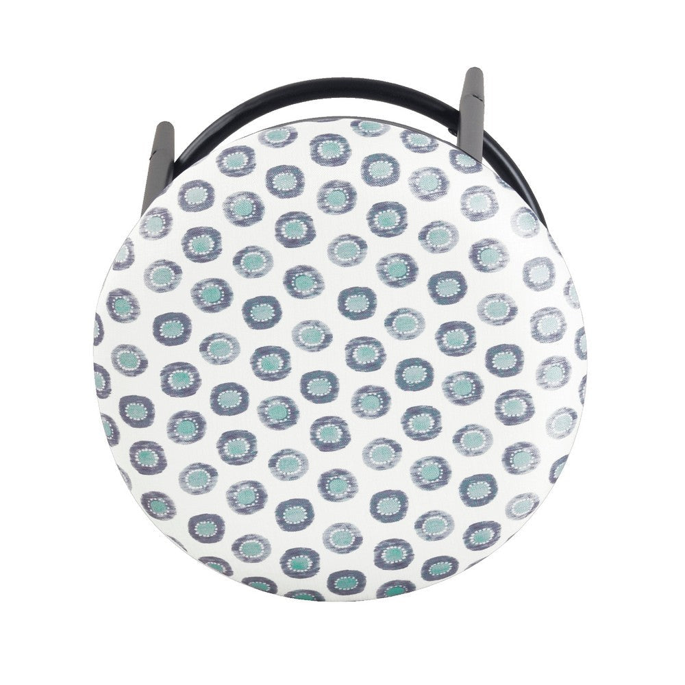 Nion Backless Counter Stool | Black Metal Legs | White Medallion Print