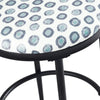 Nion Backless Counter Stool | Black Metal Legs | White Medallion Print