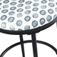Nion Backless Counter Stool | Black Metal Legs | White Medallion Print