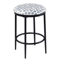 Nion Backless Counter Stool | Black Metal Legs | White Medallion Print