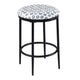 Nion Backless Counter Stool | Black Metal Legs | White Medallion Print