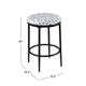 Nion Backless Counter Stool | Black Metal Legs | White Medallion Print