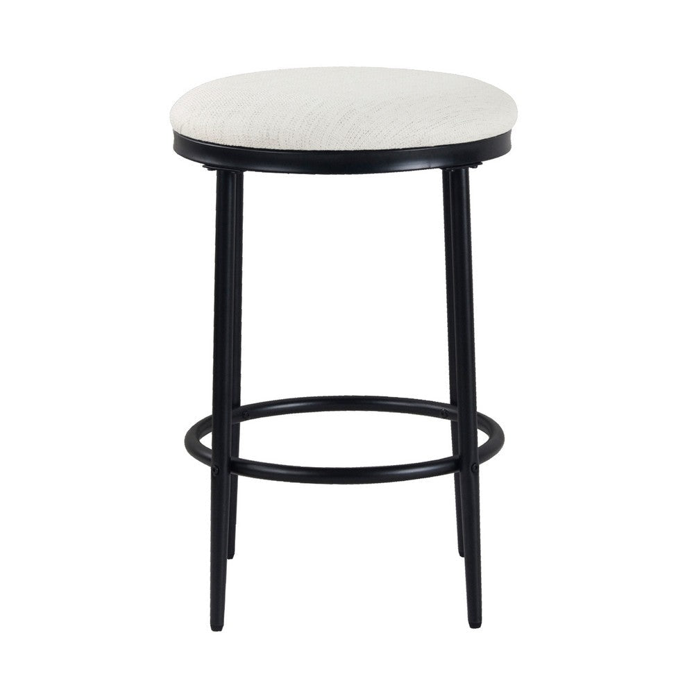 Nion Backless Counter Stool | Black Metal Legs | Cream Polyester Seat BM334148