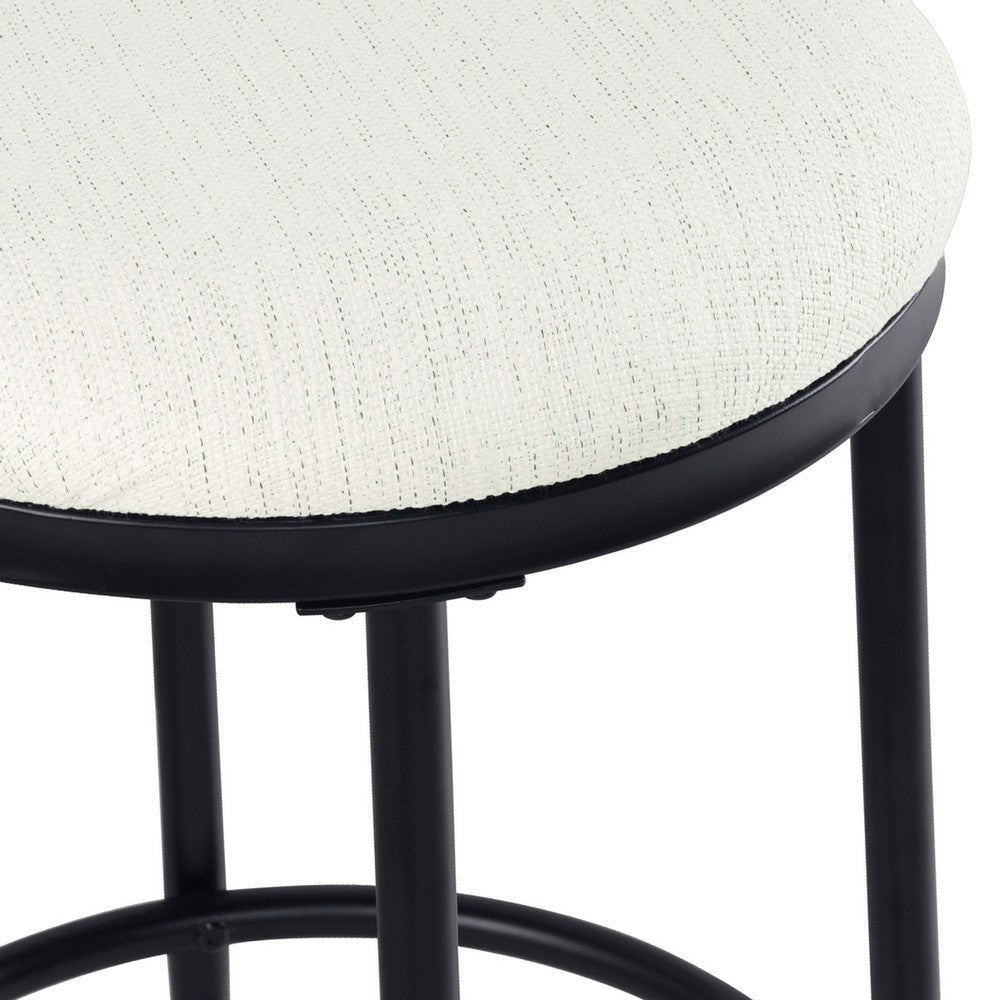 Nion Backless Counter Stool | Black Metal Legs | Cream Polyester Seat BM334148