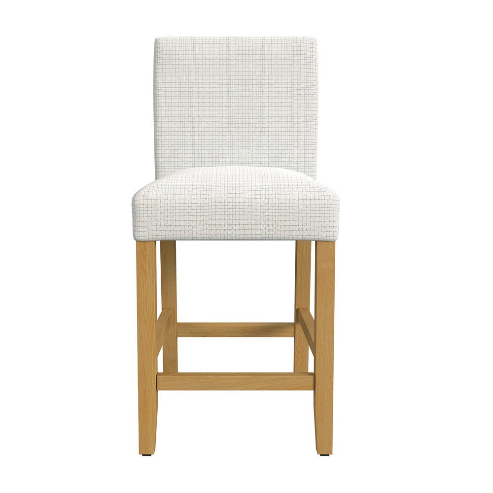 Relo Counter Height Stool Chair | Cream Polyester | Mini Grid Pattern BM334149
