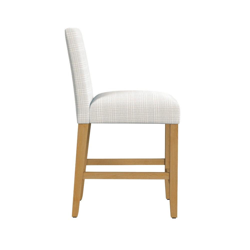 Relo Counter Height Stool Chair | Cream Polyester | Mini Grid Pattern BM334149