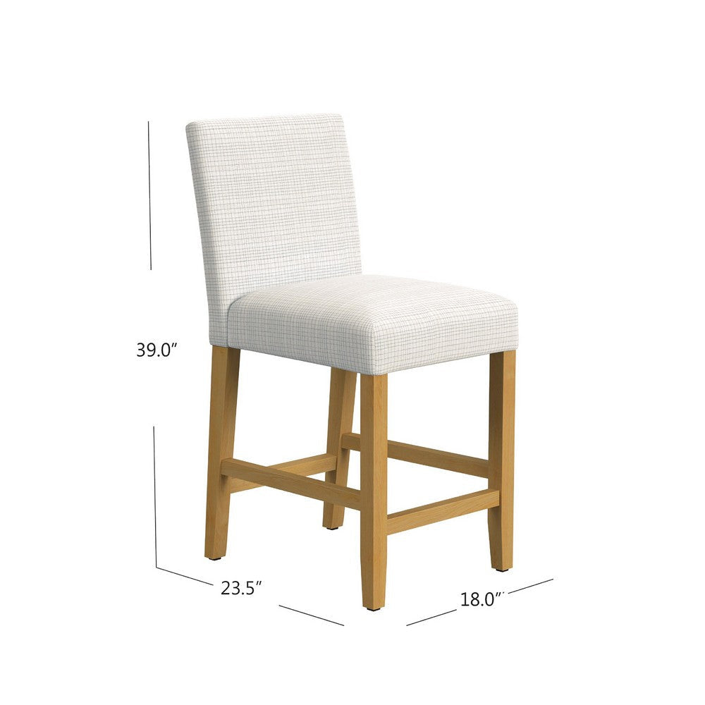 Relo Counter Height Stool Chair | Cream Polyester | Mini Grid Pattern BM334149