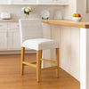 Relo Counter Height Stool Chair | Cream Polyester | Mini Grid Pattern