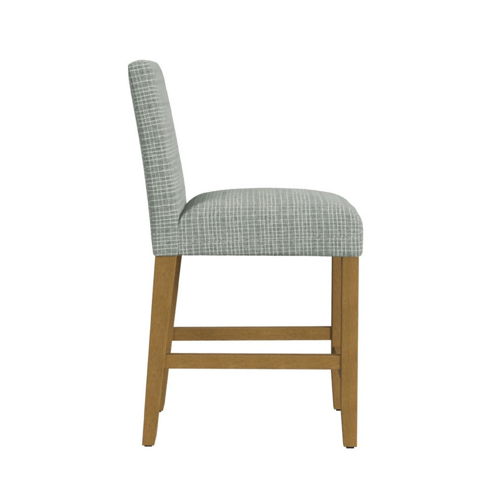 Relo Counter Height Stool Chair | Sage Green Polyester | Grid Pattern BM334150