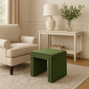 Ada Footstool Ottoman with Channel Tufted Green Velvet | 19"