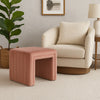 Ada Footstool Ottoman with Channel Tufted Blush Pink Velvet | 19"