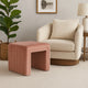 Ada Footstool Ottoman with Channel Tufted Blush Pink Velvet | 19"