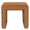 Ada Footstool Ottoman | Channel Tuft Caramel Brown Faux Leather 19’’