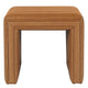 Ada Footstool Ottoman | Channel Tuft Caramel Brown Faux Leather 19’’